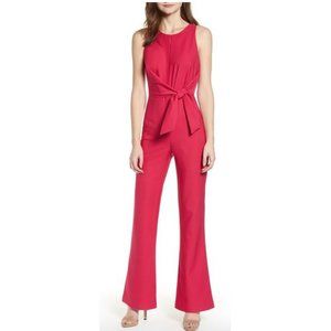 NWT Womens Size Large Nordstrom Socialite Beet Root Tie Front Flare Leg Jumpsuit